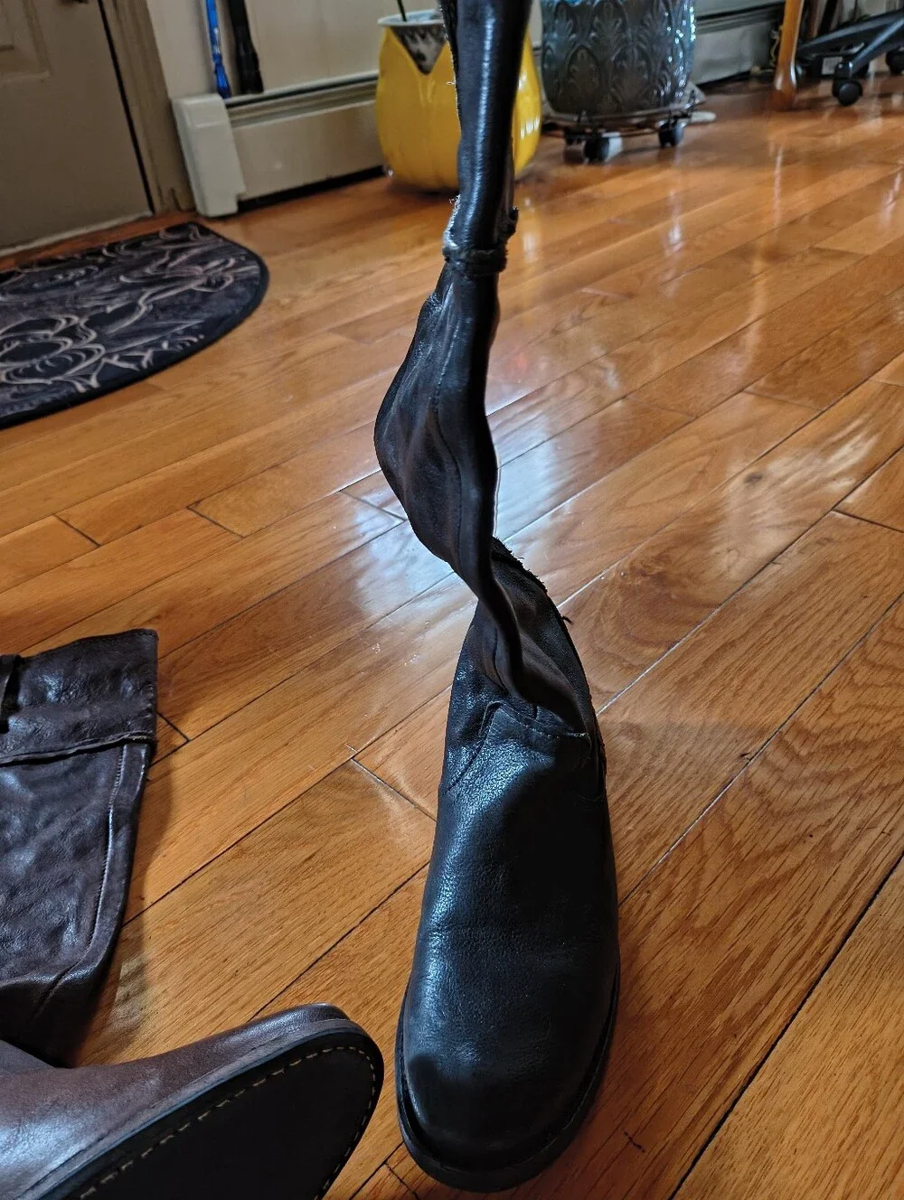 Women's Black Leather Winter Boots - Sleek Slip-On 2 Pair. Blk And Brown